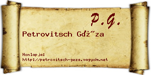 Petrovitsch Géza névjegykártya